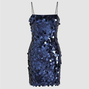 Sequin party mini dress in navy!